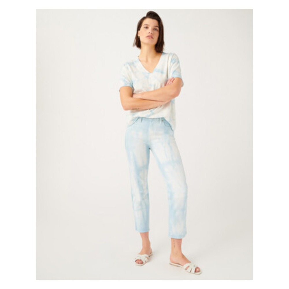 7 For All Mankind High‎ Waist Cropped Straight Cloud Wash Tye Dye Jeans Size 29